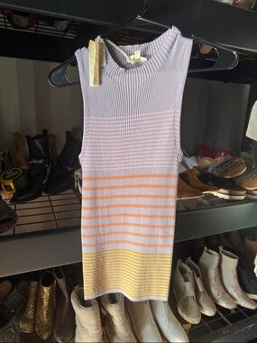Mystree Sleevelesst Knit Mini Dress in Lavender, Orange & Yellow